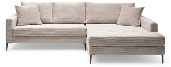 Liadomo Ecksofa Hilary, Cordbezug, verschiedene Farben, Ottomane links oder rechts, Kissen