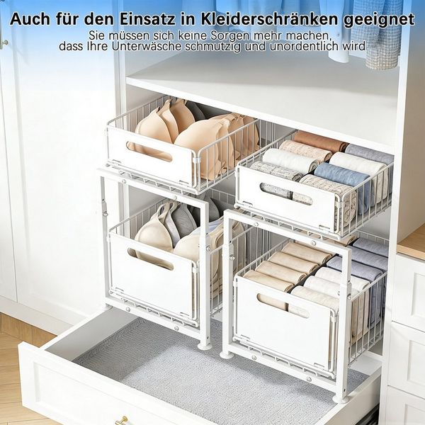 PFCTART Küchenorganizer-Set Metall Organizer für Küchenschrank – 2 Ebenen, Unterspüle, (Set, 1-tlg, Für Küche/Bad, Schwarz – Ohne Bohren montierbar), Höhenverstellbar & stabil – Für Vorräte und Utensilien