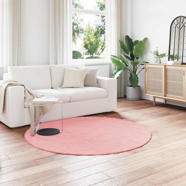 vidaXL Rutschfester Teppich aus Kunstkaninchenfell OLITE Rosa Ø 200 cm 42021715