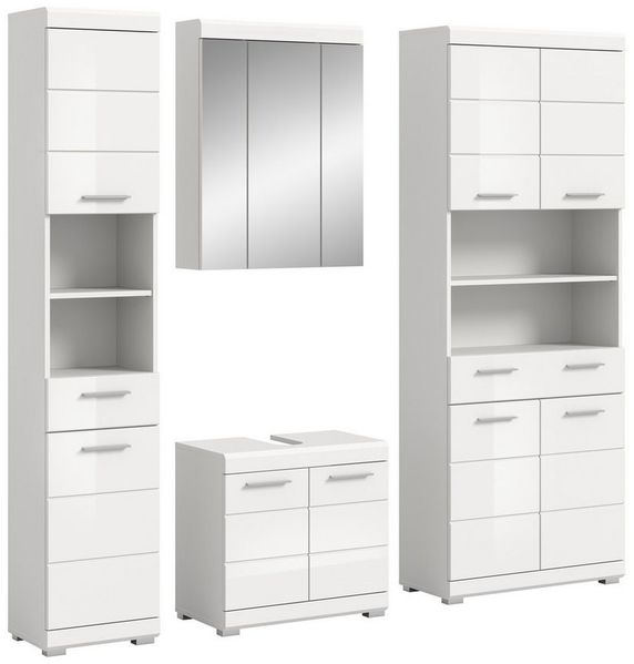 INOSIGN Badmöbel-Set Siena, 4 teilig, bestehend aus:, (Set), Hochschrank schmal, WBU, Spiegelschrank, Hochschrank breit