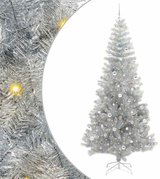 vidaXL Weihnachtsbaum mit 300 LEDs mit Ständer Silber 240 cm Haustier 3396697 Bild 1
