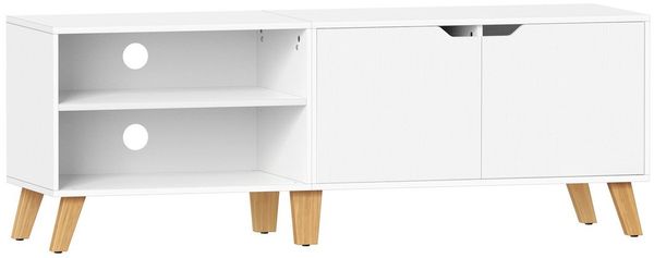 Calicosy TV-Möbel 2 Fächer und 2 Türen weiß - L140 cm - Weiß