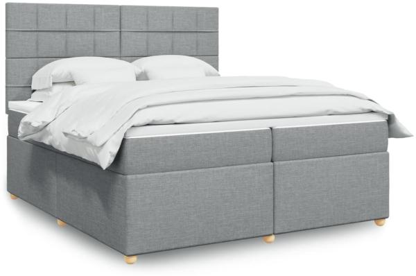 vidaXL Boxspringbett mit Matratze Hellgrau 200x200 cm Stoff 3293687