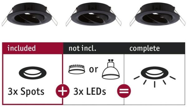 Paulmann No. 92487 Einbauleuchte CHOOSE Spot schwenkbar max. 10W Schwarz 230V