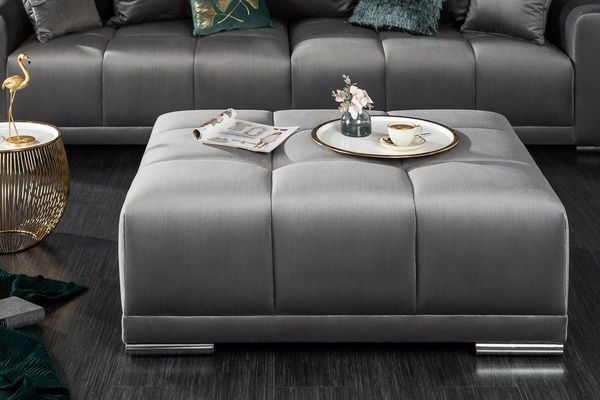 riess-ambiente Fußhocker ELEGANCIA 110cm silbergrau, mit Samtbezug