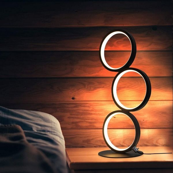 ZMH LED Tischleuchte Modern Nachttischlampe Ring Aluminium Deko Nachtlampe, Dimmbar, LED fest integriert, warmweiß-kaltweiß, LED fest integriert