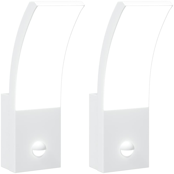 vidaXL LED-Außenwandleuchten mit Sensor 2 Stk. Weiß Aludruckguss 4006267