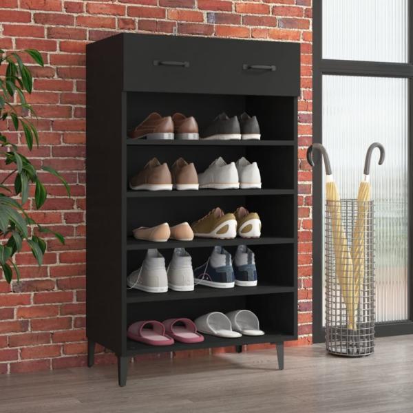 vidaXL Schuhschrank Schwarz 60x35x105 cm Holzwerkstoff 812790