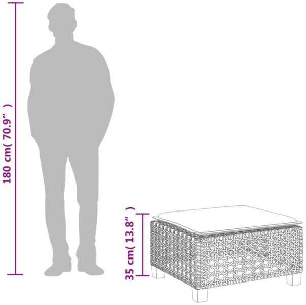 vidaXL Gartenhocker mit Kissen Grau 63,5x56x32 cm Poly Rattan 365933 Bild 4