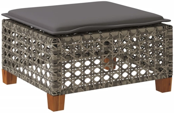 vidaXL Gartenhocker mit Kissen Grau 63,5x56x32 cm Poly Rattan 365933 Bild 5