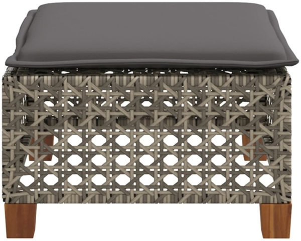 vidaXL Gartenhocker mit Kissen Grau 63,5x56x32 cm Poly Rattan 365933 Bild 2