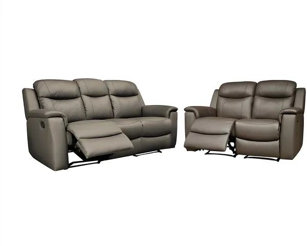Vente-unique - EVASION Couchgarnitur Leder Braun - B 96 cm x H 100 cm x L 156 cm205 cm