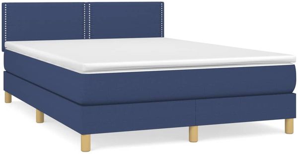 vidaXL Boxspringbett mit Matratze Blau 140x200 cm Stoff 3140543 Bild 2
