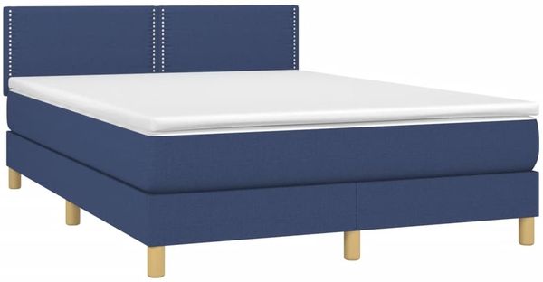 vidaXL Boxspringbett mit Matratze Blau 140x200 cm Stoff 3140543 Bild 3