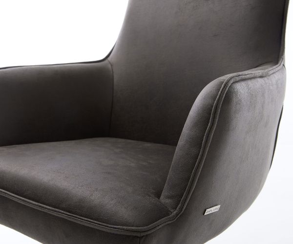 Freischwinger Heira-Flex mit Armlehnen Mikrofaser Anthrazit Vintage Freischwinger flach Effektfinish Titan Taschenfederkern Bild 4