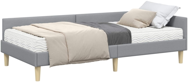 vidaXL Eckbettgestell mit Matratze mit Matratze 2 pcs Hellgrau Stoff 3393669