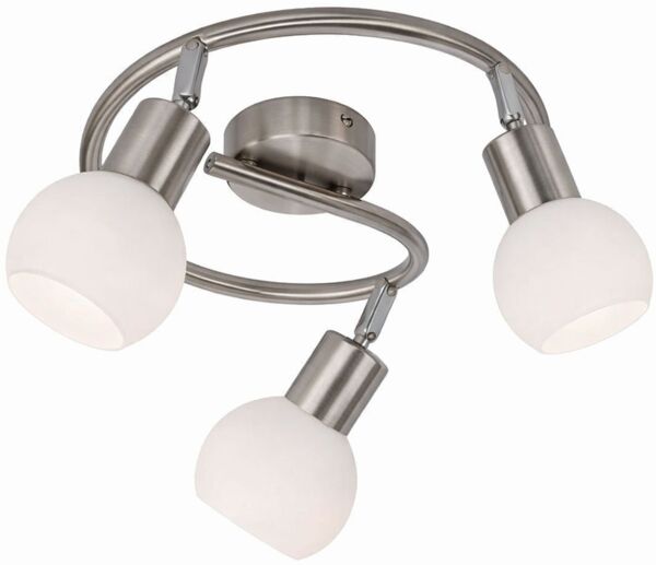 LED Deckenleuchte, 3-Flammig, Glas, Spots beweglich, D 25 cm