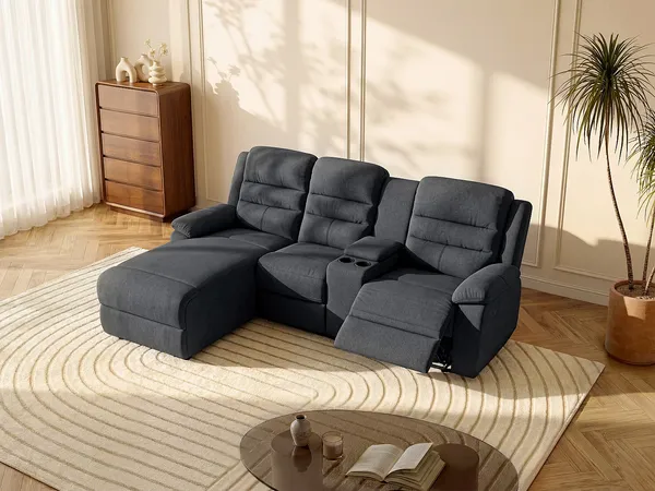 Vente-unique - MACEDONIA Sofa Stoff Grau - B 172 cm x H 102 cm x L 231 cm