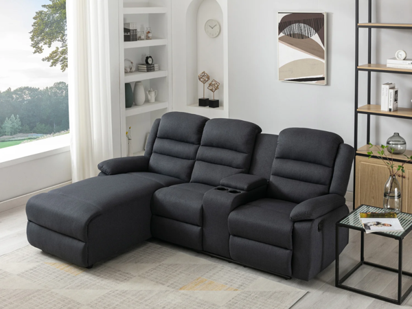 Vente-unique - Ecksofa Relaxsofa - Ecke Links - Stoff - Anthrazit - MACEDONIA