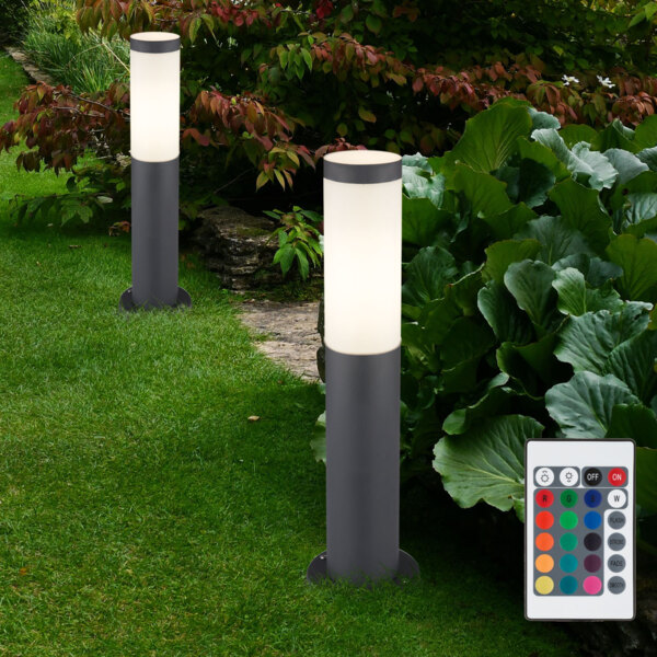 4er Set RGB LED Sockelleuchte, Edelstahl anthrazit, H 45 cm Bild 10