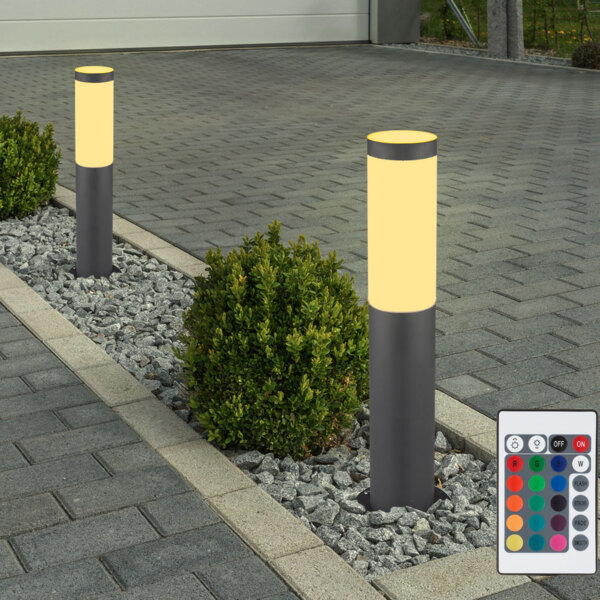 4er Set RGB LED Sockelleuchte, Edelstahl anthrazit, H 45 cm Bild 9