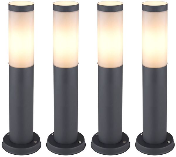 4er Set RGB LED Sockelleuchte, Edelstahl anthrazit, H 45 cm