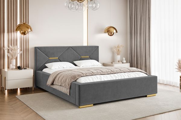 MEBLINI Polsterbett 120x200 ohne Lattenrost ohne Matratze – LIZZY – Dunkelgrau Samt – Doppelbett ohne Bettkasten - Stauraumbett - Kopfteil Bett ohne Stauraum