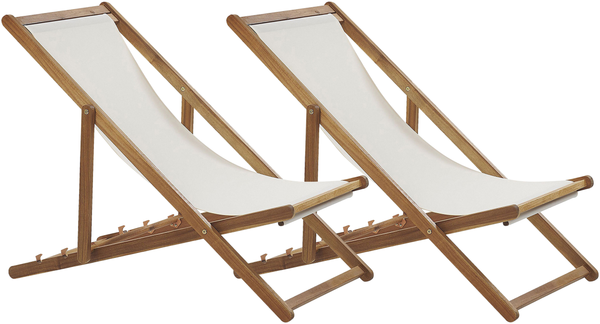Set mit 2 klappbaren Liegestühlen ANZIO mit Ersatzstoffen Akazienholz Hellbraun
