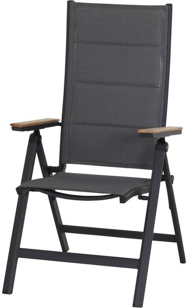 Siena Garden Tesoro Klappsessel - Aluminiumgestell, Textil (schwarz), FSC-Teak (N40077)