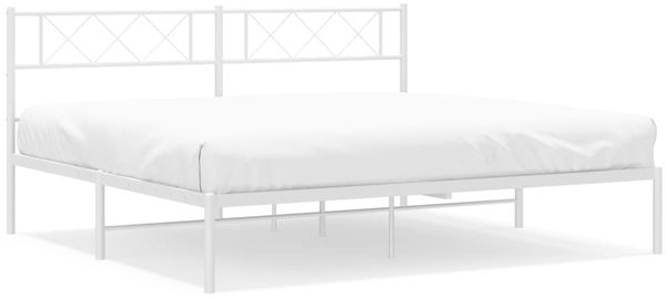 Doppelbett, Bettgestell Modernen mit Kopfteil Metall Weiß 200x200 cm d856e