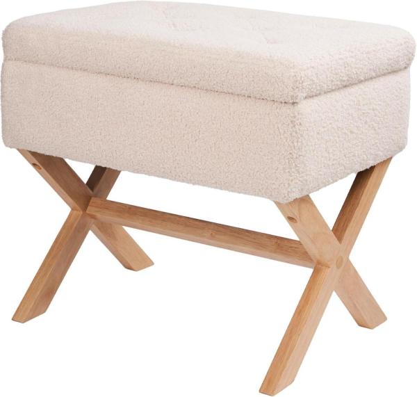 Hawthyhome Fußhocker Stauraum Rechteckig X-Design Beige 50,8cm modern