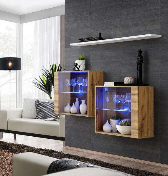 Hängende Kommode Switch SB3 in Wotan und Weiß 130 x 110 cm 3-teilig