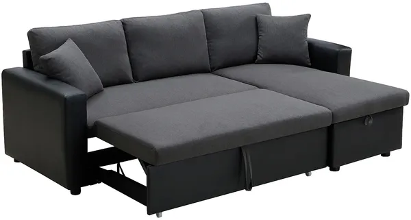 Vente-unique - GAZUR Sofa Stoff SchwarzGrau - B 146 cm x H 85 cm x L 223 cm Bild 4