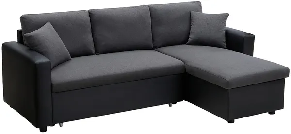 Vente-unique - GAZUR Sofa Stoff SchwarzGrau - B 146 cm x H 85 cm x L 223 cm Bild 3