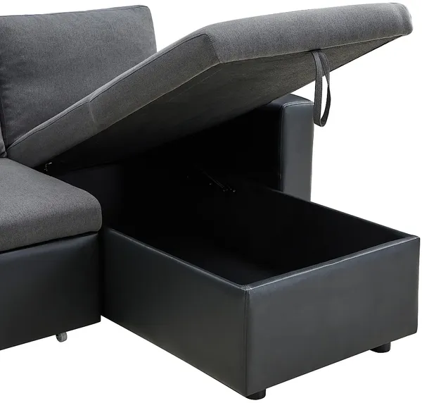 Vente-unique - GAZUR Sofa Stoff SchwarzGrau - B 146 cm x H 85 cm x L 223 cm Bild 5