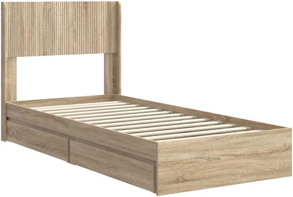 vidaXL Bettgestell mit Stauraum und Kopfteil Sonoma-Eiche 90 x 200 cm 3414415 Bild 4