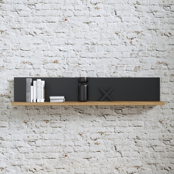 FORTE Kaszimiro Wandpaneel, Holzwerkstoff, Braun/Schwarz, 160 x 29,6 x 21,9 cm