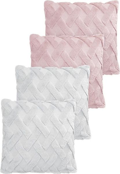 Aspero Dekokissen 4er Set Kissenbezüge Sofia, Plüsch Couchkissen 45 x 45 cm mit Cashmere Feeling
