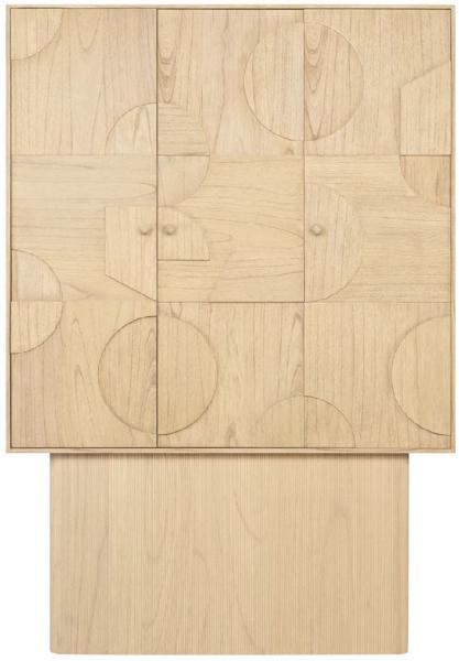 Casa Padrino Luxus Designer Schrank Naturfarben 130x45 x H. 190 cm - Massivholz Regalschrank mit 3 Türen - Schlafzimmer Schrank - Wohnzimmer Schrank - Büro Schrank - Luxus Möbel