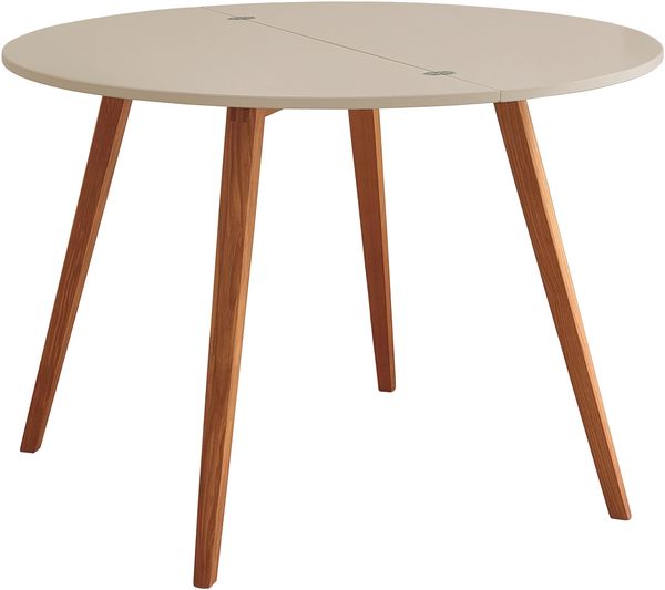 Ragaba halbrunder ausziehbarer Esstisch, MDF / Beine aus Massivem Eschenholz in Eiche, 110x55 cm, Braun Beige Bild 2