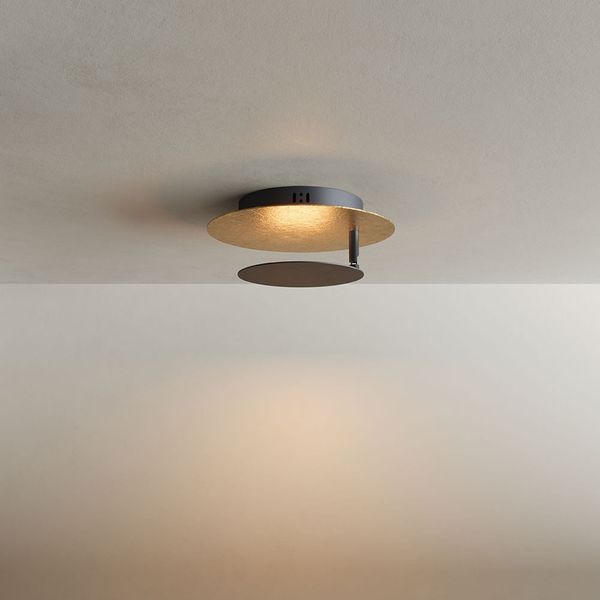 s.luce LED Wand- und Deckenlampe Plate Blattgold Ø 30cm