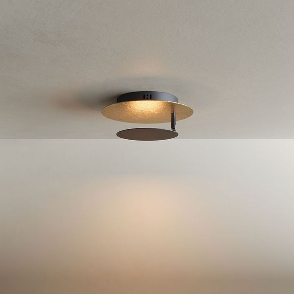 s.luce LED Wand- und Deckenlampe Plate Blattgold Ø 30cm