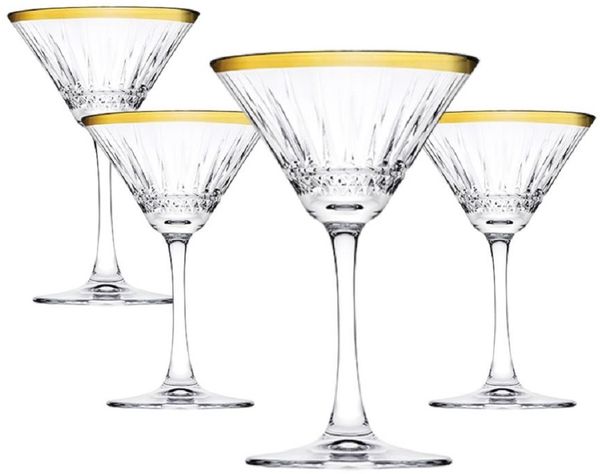 Pasabahce Elysia Martiniglas, Cocktailschale, Cocktailglas, 220ml, Glas, transparent/gold, 4 Stück