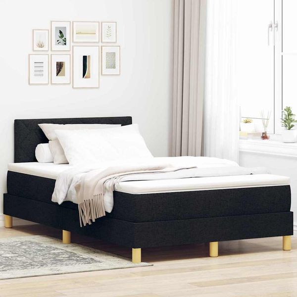 vidaXL Boxspringbett mit Kissen Schwarz 120 x 200 cm Stoff 3338988