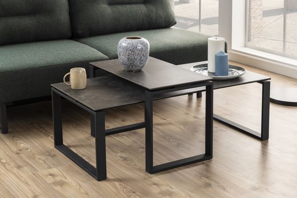 Satztisch >Katrine< (2-teilig) in schwarz - 115x45x69 (BxHxT)
