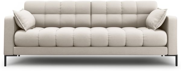 Micadoni Sofa Mamaia 3-Sitzer Strukturierter Stoff Neve Beige schwarze Beine