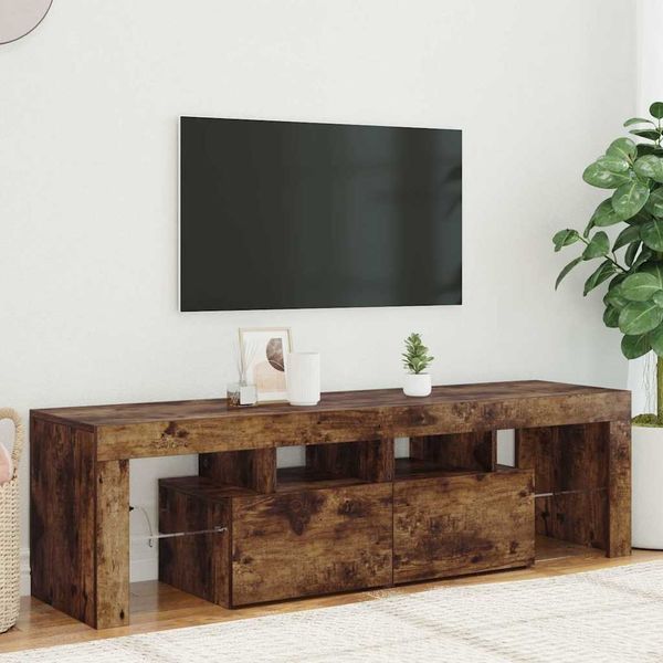 vidaXL TV-Schrank mit LED-Leuchten Räuchereiche 140 x 36,5 x 40 cm [822641]