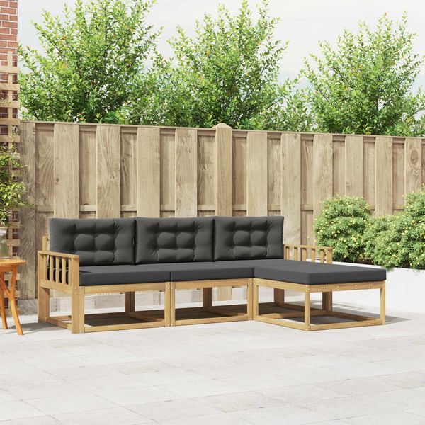 vidaXL Outdoor-Sofagarnitur 4 pcs Weiß und Anthrazit Polyester 3386266