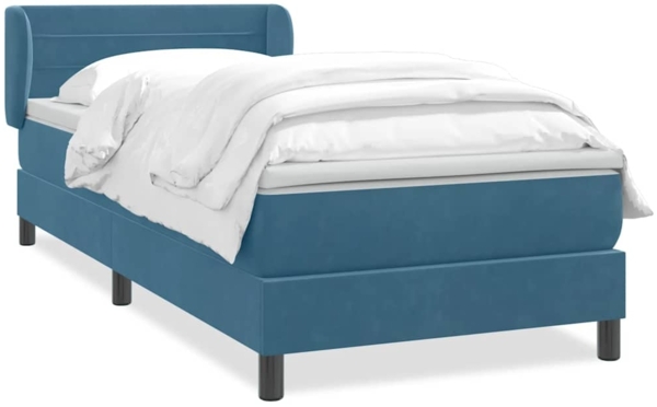 vidaXL Boxspringbett mit Matratze Dunkelblau 90x210 cm Samt 3317599