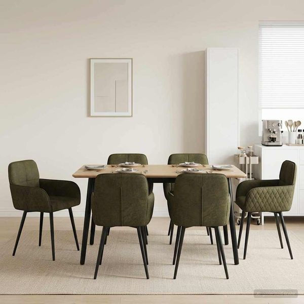 vidaXL Esszimmerstühle 6 pcs Kunstwildleder Olivegrün 3428236